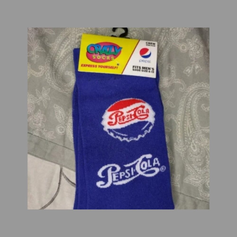NWT Crazy Socks Pepsi Cola One Pair Men's Novelty Crew Socks